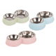 Double gamelle en métal pour chien ou chat pour nourriture et eau